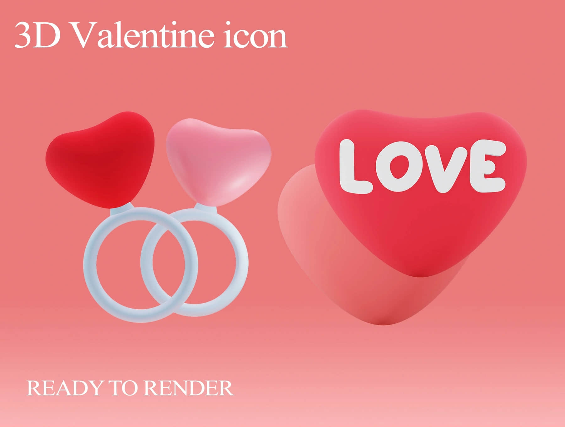 3D情人节图标 (3D Valentine Icon)