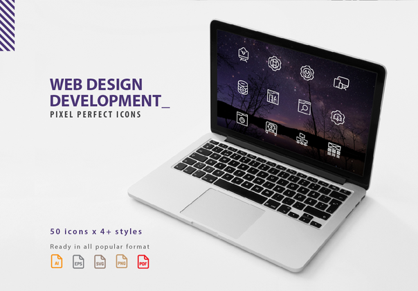 300个设计开发图标集 (300 Design Development Icons Set)