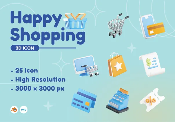 购物3D图标 (Shopping 3D Icons)