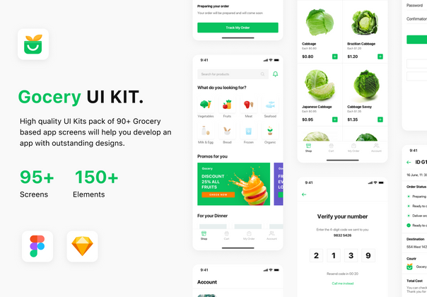 杂货应用程序 UI 工具包 (Grocery App UI Kit)