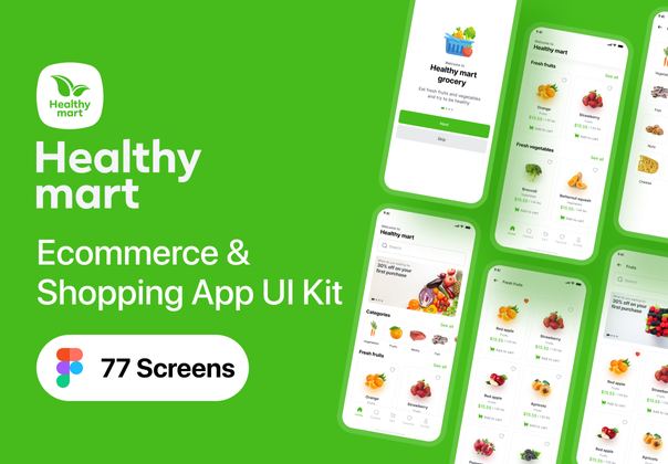 健康超市 - 杂货店应用程序iOS Ui套件 (Healthy Mart - Grocery App iOS Ui Kit)