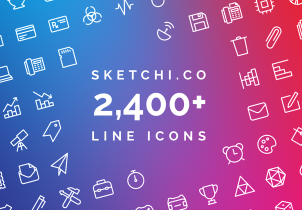 2,400 多个线条图标库 (2,400+ Line Icon Library)