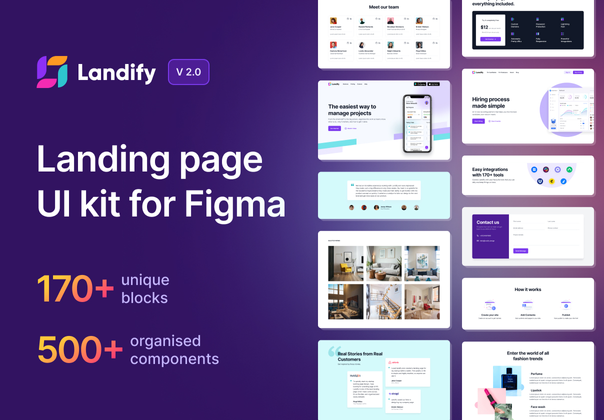 Landify - 用于Figma的登陆页面UI工具包 (Landify - Landing Page UI Kit for Figma)