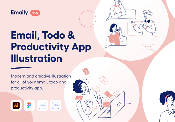 Emaily - 电子邮件、Todo和生产力图解 (Emaily - Email, Todo & Productivity Illustration)