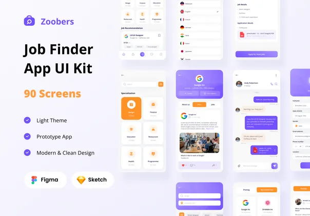 Jobly - 找工作的应用程序UI KIT (Jobly - Job Finder App UI KIT)