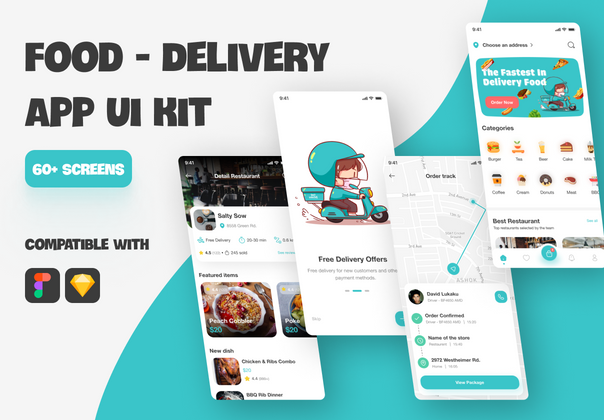 食品配送移动应用UI KIT (Food Delivery Mobile App UI KIT)