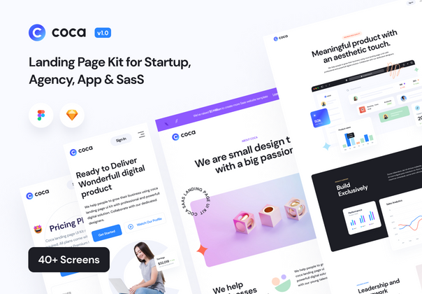 Coca - SaaS 着陆页面工具包 V1 (Coca - SaaS Landing Page Kit V1)