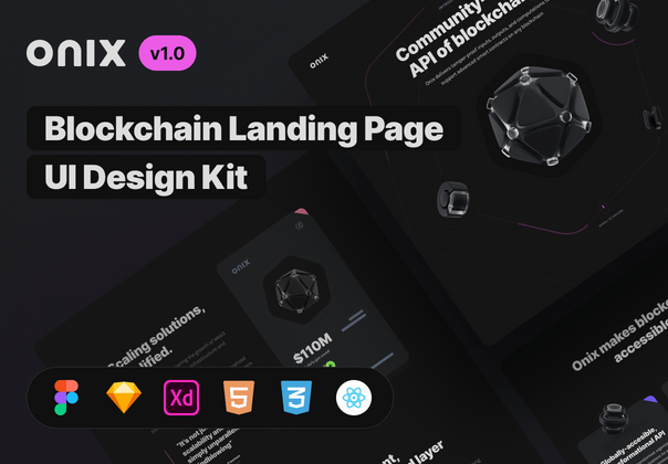 Onix区块链登陆页UI设计套件 (Onix Blockchain Landing Page UI Design Kit)