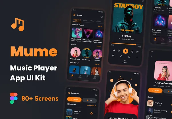 Mume - 音乐播放器应用UI工具包 (Mume - Music Player App UI Kit)