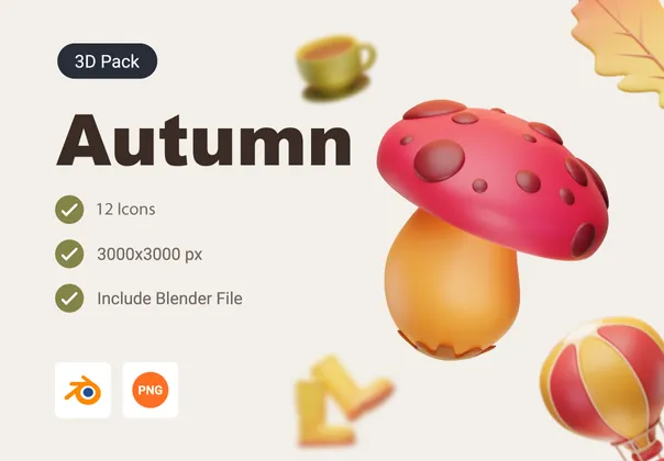 秋季3D图标包 (Autumn 3D Icon Pack)