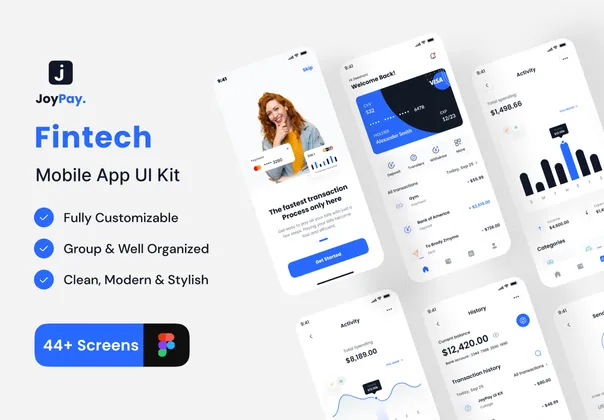 Joypay - 金融技术移动应用UI包 (Joypay - Fintech Mobile App UI Kit)