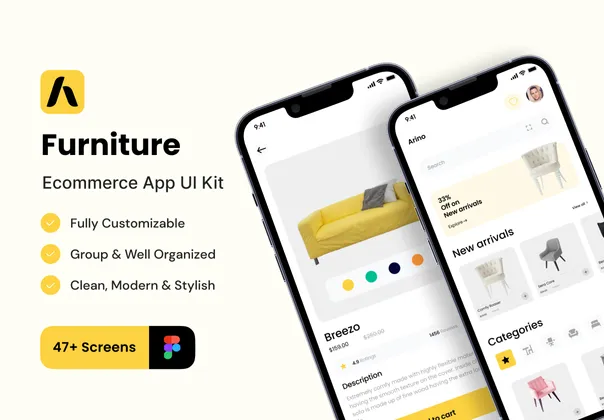Arino - 家具电商应用UI套件 (Arino - Furniture ecommerce App UI Kit)