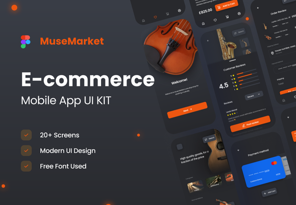 MuseMarket E-ccomerce移动应用UI套件 (MuseMarket E-ccomerce Mobile App UI Kit)