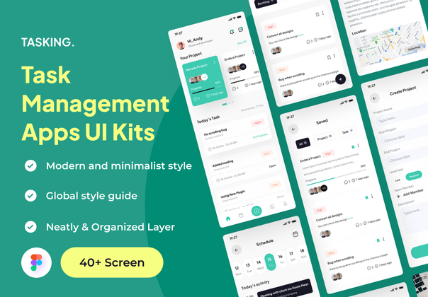 任务分配 - 任务管理应用程序UI套件 (Tasking - Task Management Apps UI Kits)