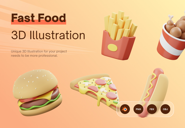 EMAMFOOD 3D快餐和饮料图标 (EMAMFOOD 3D Fast Food and Drink Icons)
