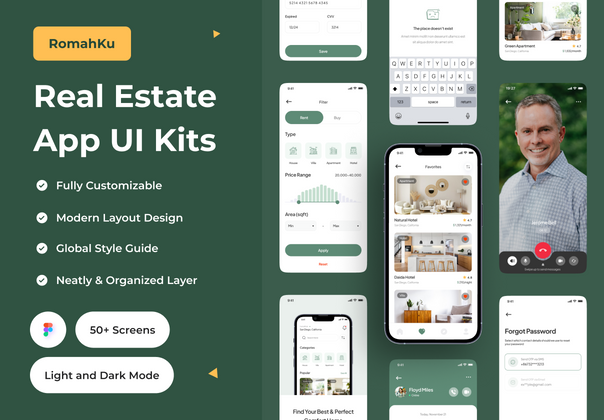 Romahku - 房地产应用UI工具包 (Romahku - Real Estate App UI Kit)