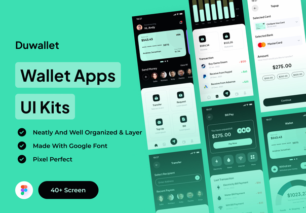 Duwallet - 钱包应用程序UI工具包 (Duwallet - Wallet Apps UI Kits)