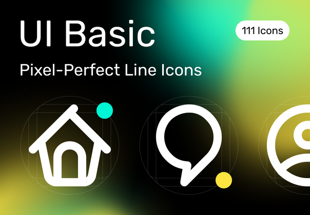 UI Basic V1.0 - 像素完美的线条图标 (UI Basic V1.0 — Pixel-Perfect Line Icons)