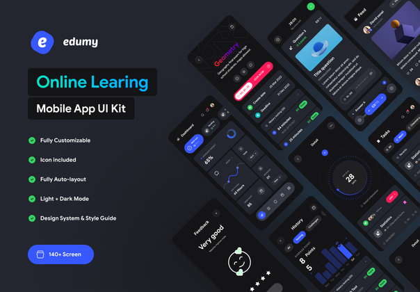 Edumy - 在线学习移动应用UI工具包 (Edumy - Online Learning Mobile App UI Kit)