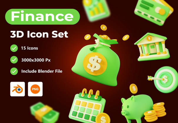 金融 - 3D图标包 (Finance - 3D Icon Pack)