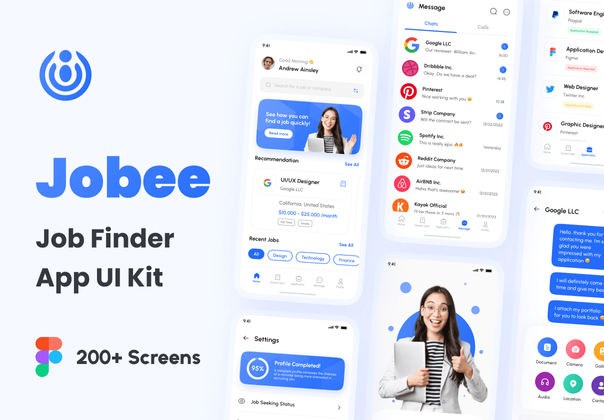 Jobee - 工作搜索器应用程序UI工具包 (Jobee - Job Finder App UI Kit)