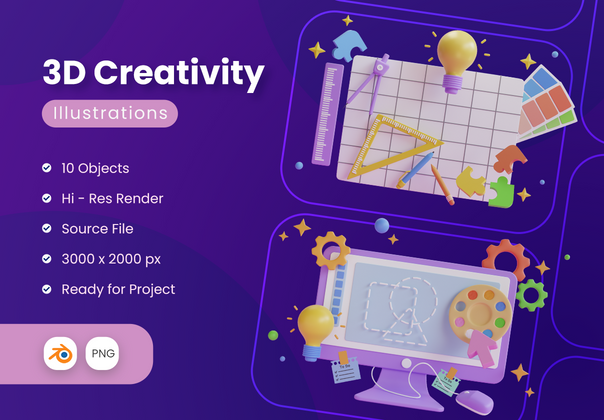 三维创意插图 (3D Creativity Illustration)