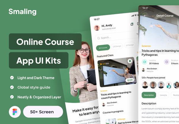 Smaling - 课程应用UI套件 (Smaling - Course App UI Kits)