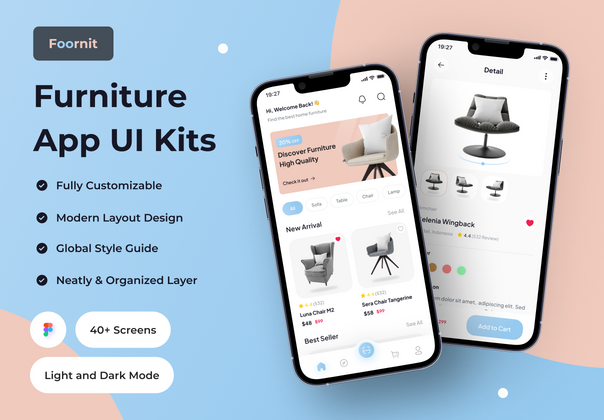Foornit - 家具应用UI套件 (Foornit - Furniture App UI Kit)