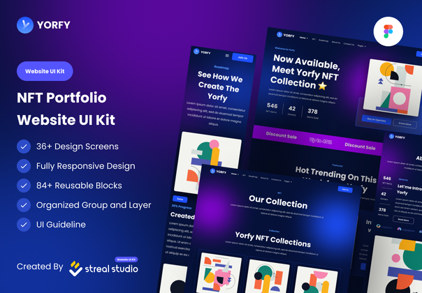 Yorfy - NFT组合网站用户界面套件 (Yorfy - NFT Portfolio Website UI Kit)