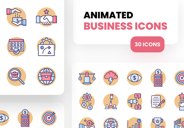 30个动画商业图标 (30 Animated Business Icons)