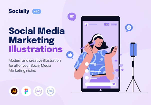 社会性--社会媒体营销插图集 (Socially - Social Media Marketing Illustration Set)