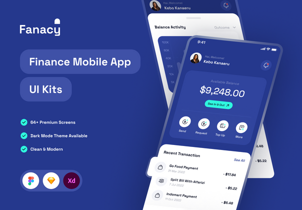 金融移动应用程序的用户界面Kits (Fanacy - Finance Mobile App UI KIts)