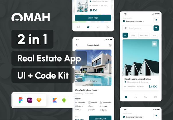 Omah - 房地产UI工具包+应用程序 (Omah - Real Estate UI Kit + App)