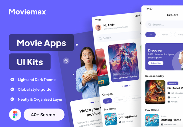 Moviemax - 电影应用UI套件 (Moviemax - Movie Apps UI Kits)