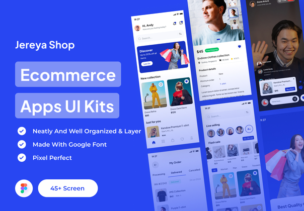 Jereya Shop - 电子商务应用UI套件 (Jereya Shop - Ecommerce Apps UI Kits)