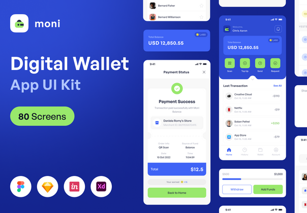 Moni - 数字钱包应用UI KIT (Moni - Digital Wallet Apps UI KIT)