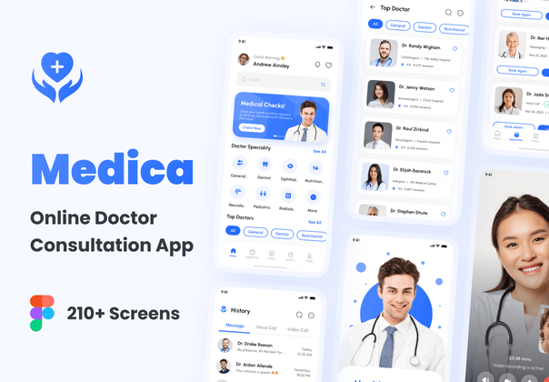 Medica - 在线医生咨询应用程序UI套件 (Medica - Online Doctor Consultation App UI Kit)