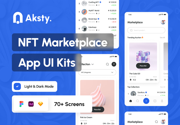 Aksty.- NFT Marketplace UI Kit + 应用程序 (Aksty. - NFT Marketplace UI Kit + App)