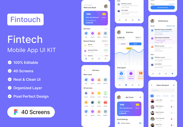 Fintouch - 金融技术应用UI工具包 (Fintouch - Fintech App UI Kit)
