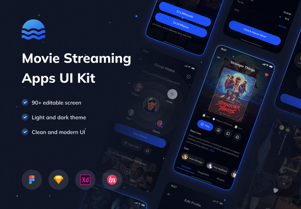 Movees - 电影流应用UI KIT (Movees - Movie Streaming Apps UI KIT)