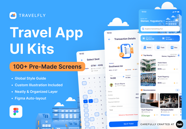 TravelFly - 旅游应用UI套件 (TravelFly - Travel App UI Kit)