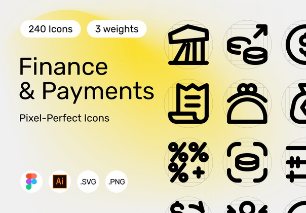 金融和支付 - 像素完美的240个图标 (Finance & Payments — Pixel-Perfect 240 Icons)