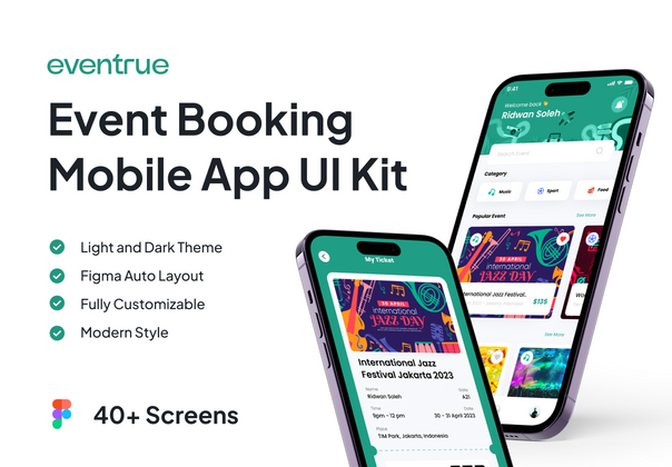 Eventrue - Event Boking移动应用UI KIT (Eventrue - Event Boking Mobile App UI KIT)