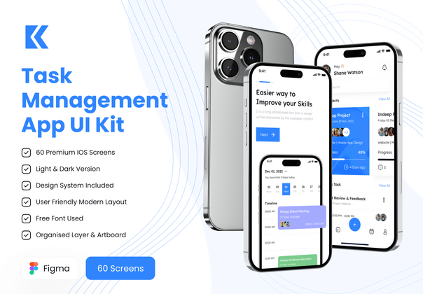 任务 - 管理应用程序的UI工具包 (Task Management App UI Kit)