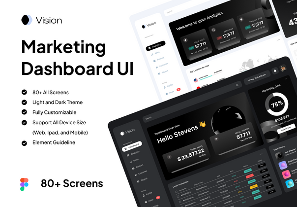 愿景 - 营销仪表板UI KIT (Vision - Marketing Dashboard UI KIT)