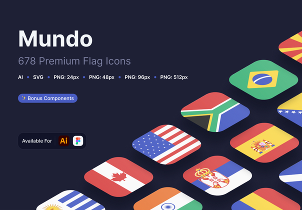 Mundo - 高级旗帜图标集 (Mundo — Premium Flags Icon Set)