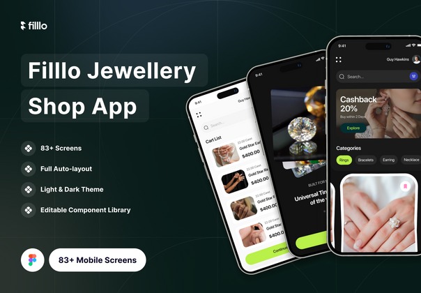 Filllo 珠宝店应用程序 UI 工具包 (Filllo Jewellery Shop App UI Kit)