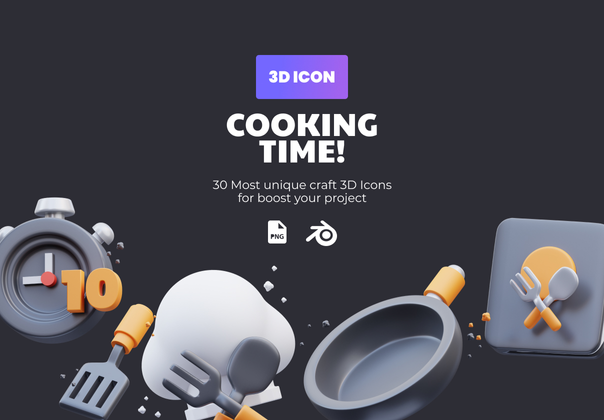 烹饪时间》3D 插画 (Cooking Time 3D Illustration)