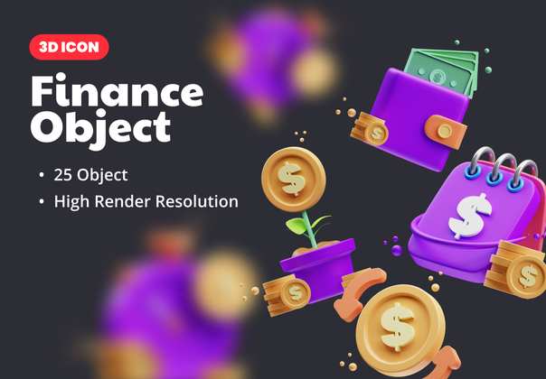 金融 3D 插画 (Finance 3D Illustration)