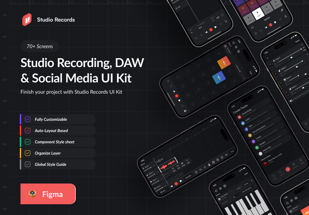 工作室记录 DAW UI 工具包 (Studio Records DAW UI Kit)
